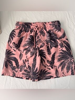 H&M Pink Palm-Print Women's Bermuda Shorts